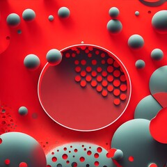 A red background with circles and dots on it