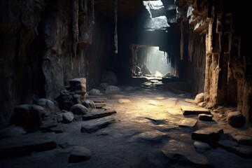 stock photo of a design inside dark cave photography