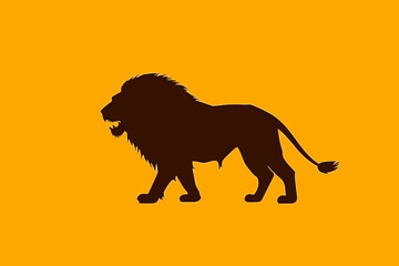 Obraz premium Lion Logo Designer: Silhouette on Dark Yellow Background