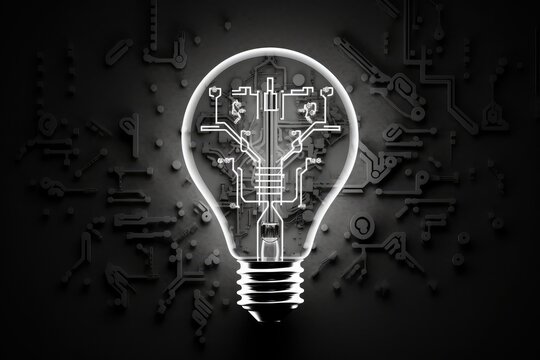 stock photo of a design with an electrical circuit and bulb theme