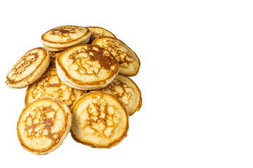 Fototapeta na wymiar Stack of buttered pancakes on a kitchen table. High quality Isolate, transparent background