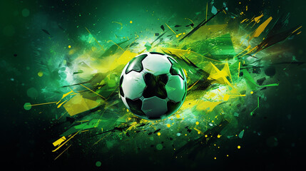 Fundo abstrato em um tema de futebol com bola grande e outros símbolos de futebol em cores nacionais