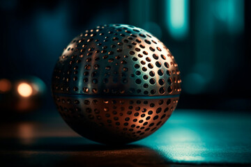 Round metal ball. Generative AI