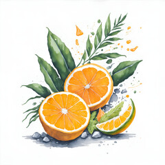 Beautiful watercolor drawing of Mojito in glass. AI generated illustration