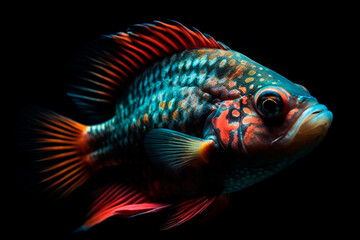 Fototapeta premium Multicolored fish. Generative AI