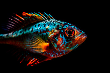 Multicolored fish. Generative AI