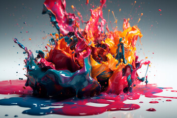 Splash of colorful paints. Generative AI