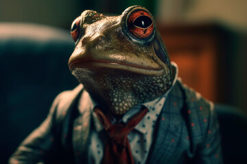 Frog in a suit. Generative AI