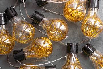 garland with golden lamps,home decor