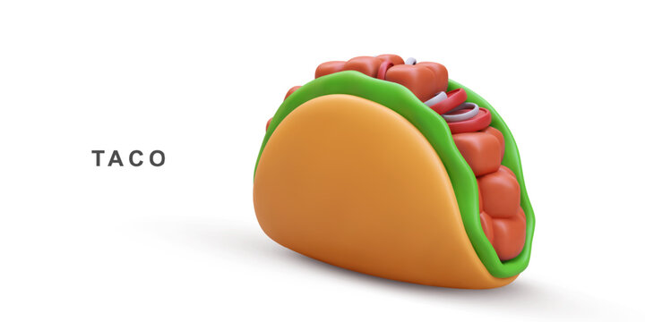 3d realistic Taco on white background. Vector illustration.