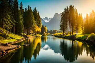 reflection of trees in the lake