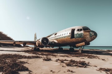 Fototapeta na wymiar Stock Photo of Abandoned Aircraft photography