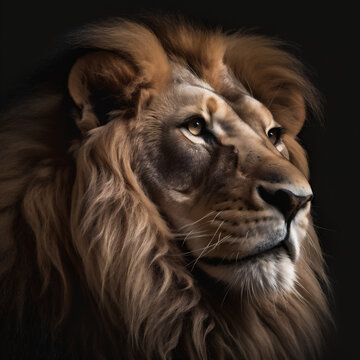 African male lion (Panthera Leo) with mane. Generative ai.