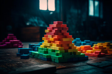 Children's multi-colored cubes. Generative AI