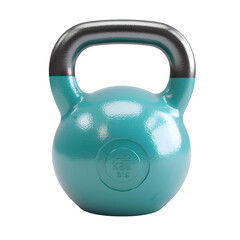 Obraz na płótnie Canvas Cyan Gym Kettlebell on transparent background, white background, png file with generative ai