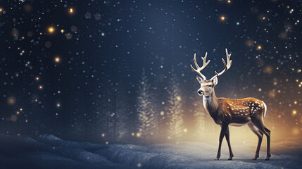 Christmas reindeer bokeh background