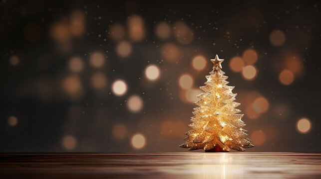 Glowing Christmas tree, abstract Christmas background