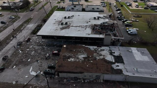 Rotating Drone footage of house hit by tornado