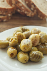 Turkish Grilled olives in a bowl 