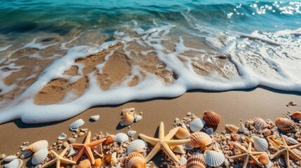 background of seashells on the beach
