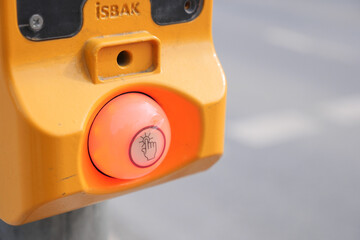 close up of crossing signal button in turkey 