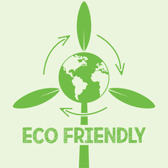 Isolated green wind mill with planet earth Eco friendly concept Vector