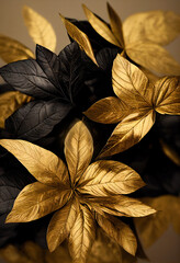 Obraz na płótnie Canvas Golden and black leaves, AI Generative 