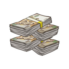 Cartoon banknotes Thai currency One trousand baht.