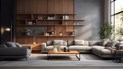 modern living room with sofa, living room interior, modern style, Generative AI
