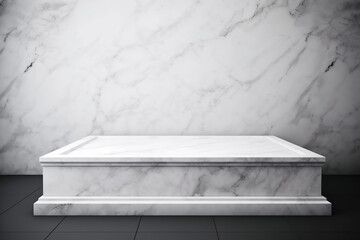 Minimal marble podium for product display background 3d rendering. Ai generated