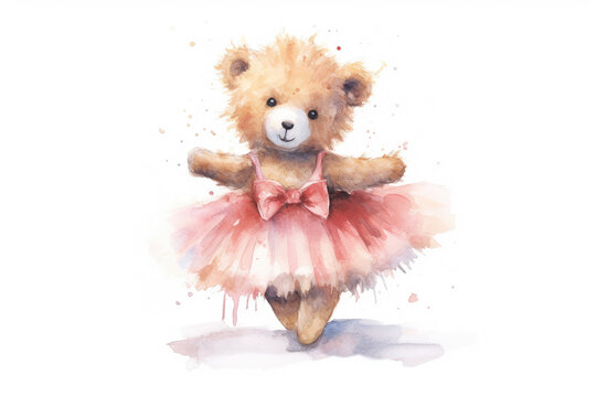 A Cute Little Teddy Bear Dancing In A Tutu