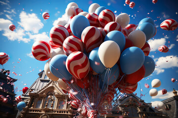 America Independence day celebration background with party balloons. Generative Ai.