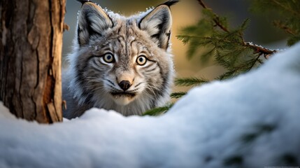 Naklejka na ściany i meble A Canadian Lynx in it's Natural Habitat