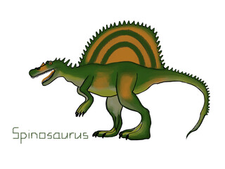 Spinosaurus. Cretaceous period. Illustration. On a white background.

