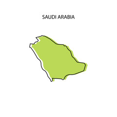 Green Outline Map of Saudi Arabia Vector Design Template. Editable Stroke