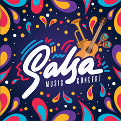 Colored salsa music concert brochure Vector - obrazy, fototapety, plakaty