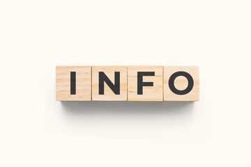 Info wooden cubes on white background