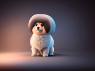 An enchanting illustration unfolds against a studio background, featuring a lovable dog as the focal point. The clean and minimalistic studio background. Empty space