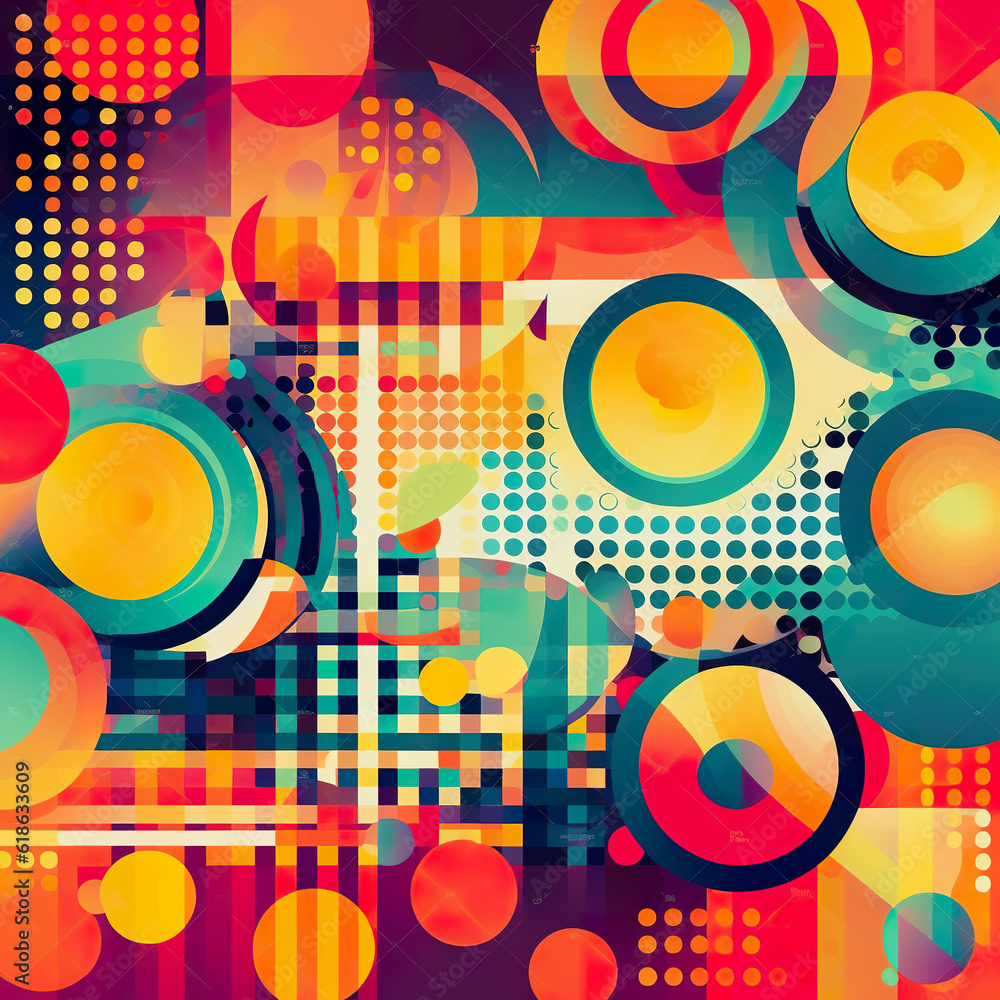 Aufkleber a colorful abstract background with circles and dots. generative ai.