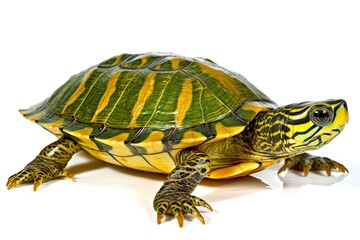 Obraz premium yellow and black turtle on a white background