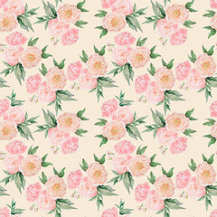 Seamless Pattern With Watercolor Flowers.