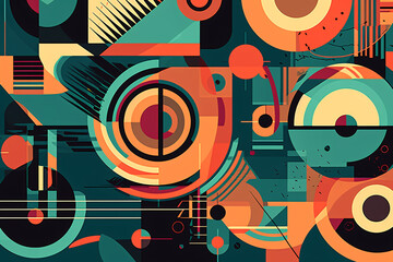 Abstract digital art with complex multicolor shapes