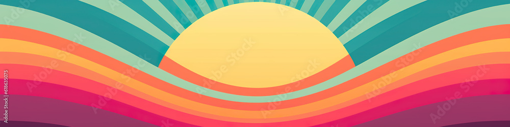 Poster a large egg sitting on top of a colorful wave pattern. generative ai.
