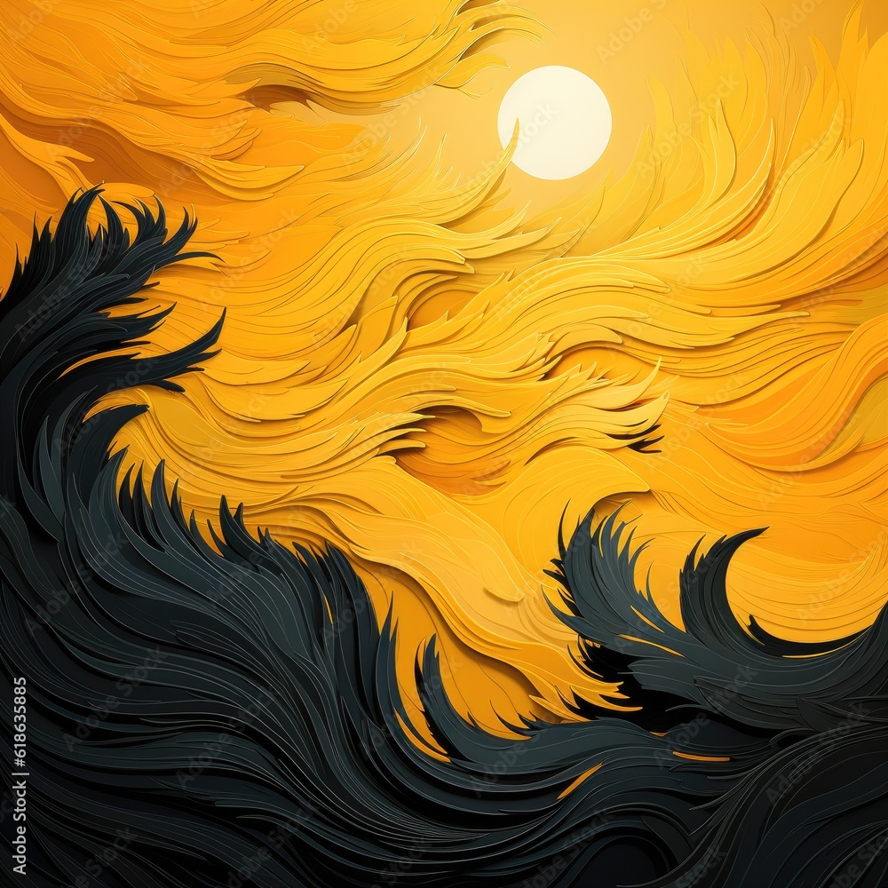 Poster yellow and black abstract background with grunge texture.