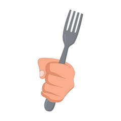Isolated hand holding a fork icon Vector