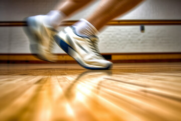 A racquetball player's feet in motion, a testament to the agility and quickness demanded by the sport