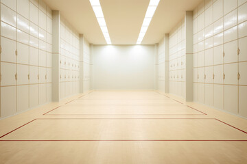 A minimalist image of a racquetball court with strong geometric lines, reflecting the structural beauty of the game