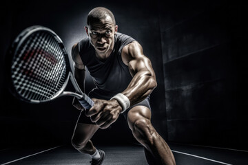 Fototapeta na wymiar The intensity and focus of a racquetball player as they prepare for a powerful backhand, muscles taut and eyes focused