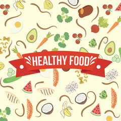 Seamless pattern background with healthy food Vector