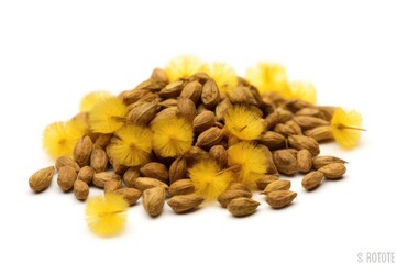 stock photo of Dandelion Taraxacum seeds isolated white background photography Generated AI